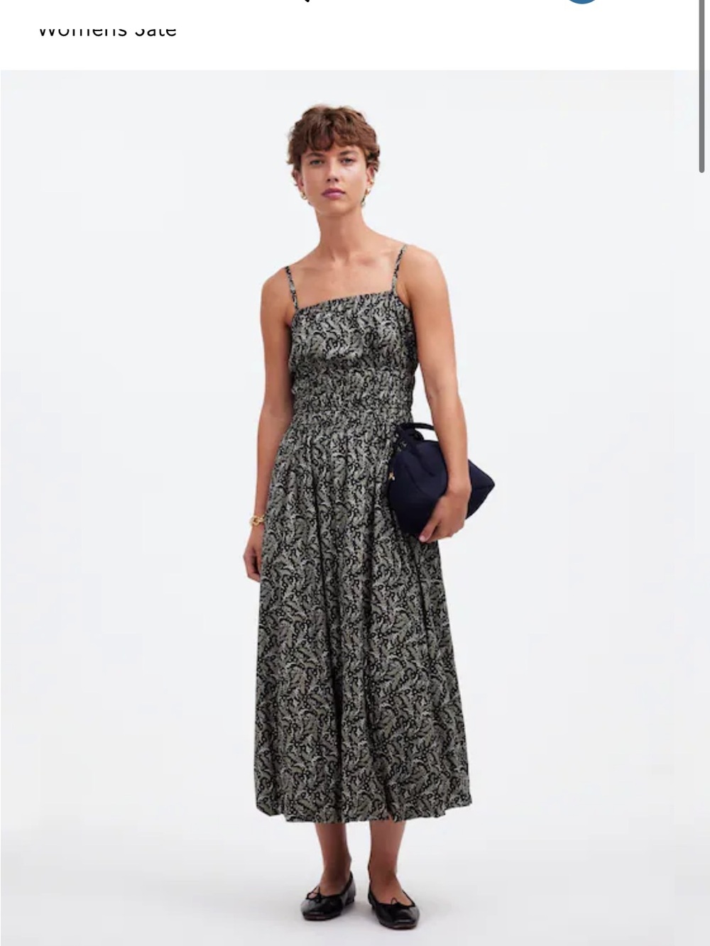 Madewell Black and Cream Printed Maxi Dress with Spaghetti Straps